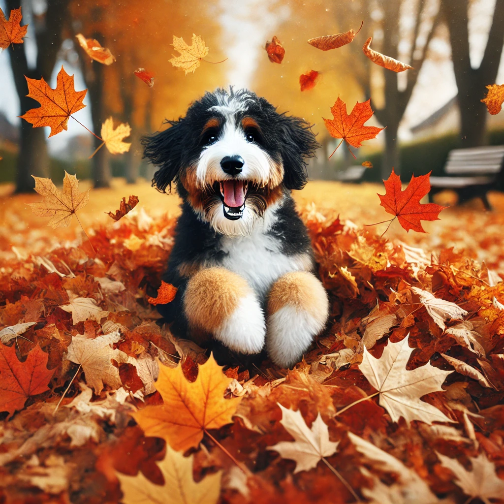 Fall Dog Adventure - Play in leaves